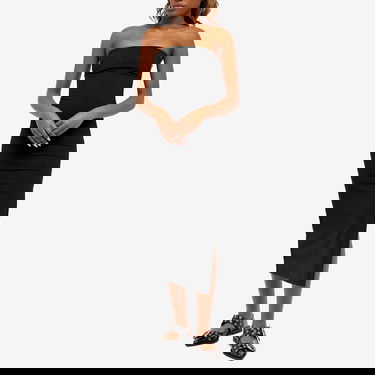 Kjole Miaou Miaou Lila Strapless Sheer Mesh Midi Dress, Size Large Sort | 5025PM3BLK, 4