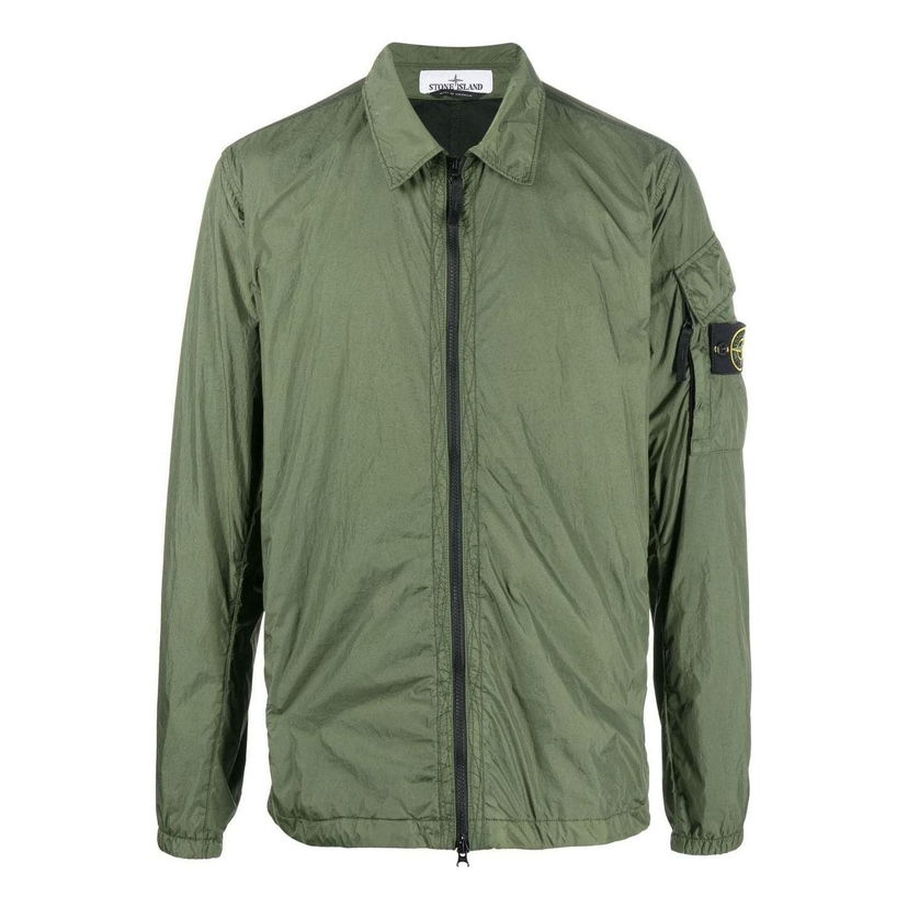 Vindjakke Stone Island Crinkle Reps Overshirt Jacket Grøn | 771510223-V0058