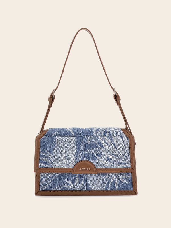 Taljetaske GUESS Isa Denim Shoulder Bag Blå | HWISDEL4216, 0