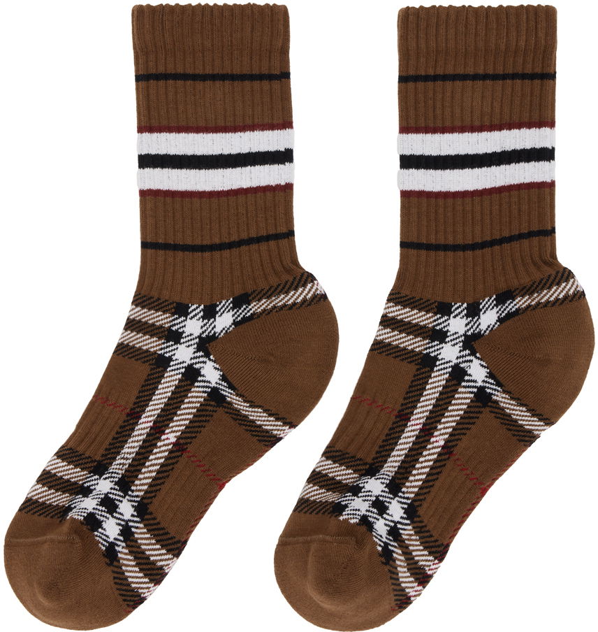 Sokker Burberry Check Mashup Socks Brun | 8059188, 1