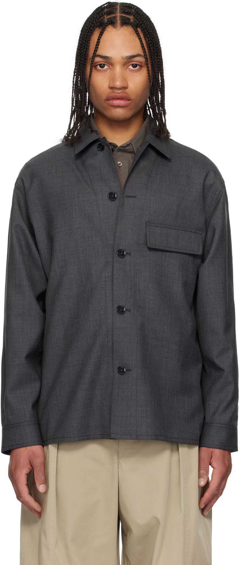 Skjorte LEMAIRE Lemaire Tailored Overshirt Grå | OV1012 LF1386