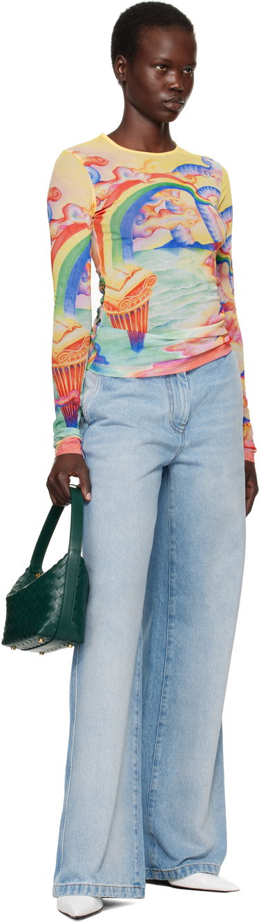 T-shirt Casablanca Printed Mesh T-Shirt Gul | WPS25-JTP-333-01, 3
