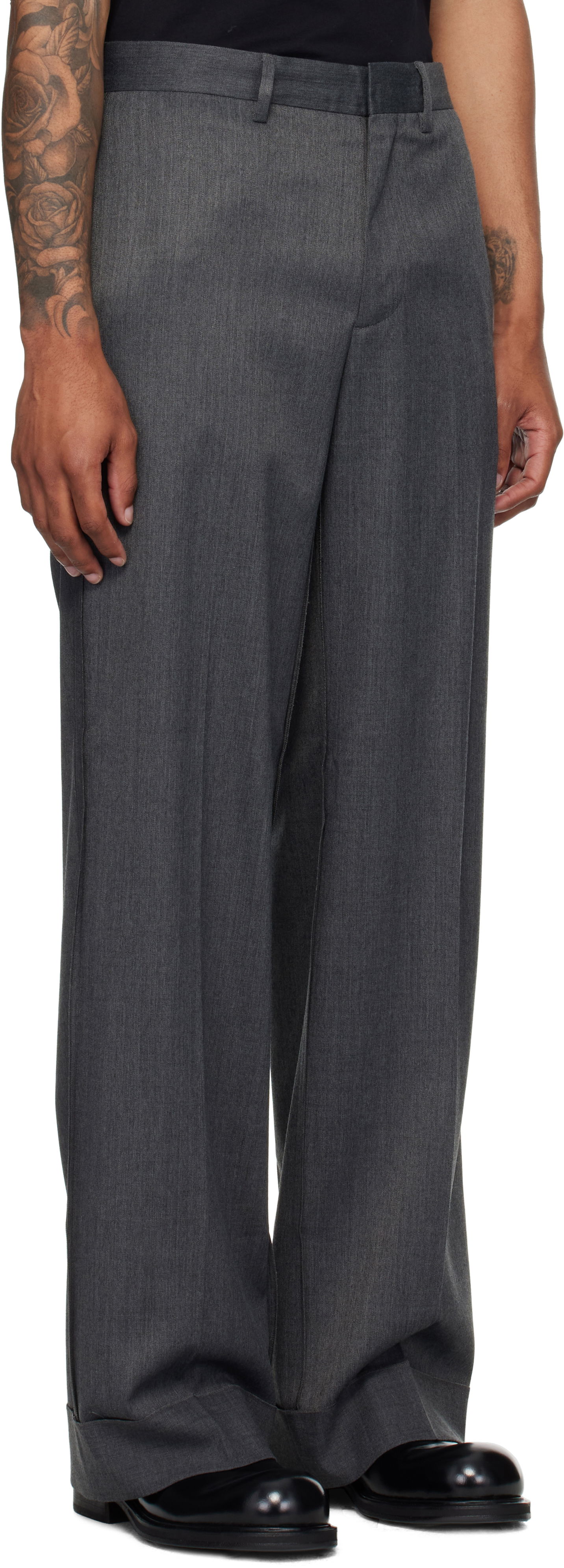 Bukser Maison Margiela MM6 Maison Margiela Rolled Cuff Trousers Grå | SH0KA0047 S47848, 1
