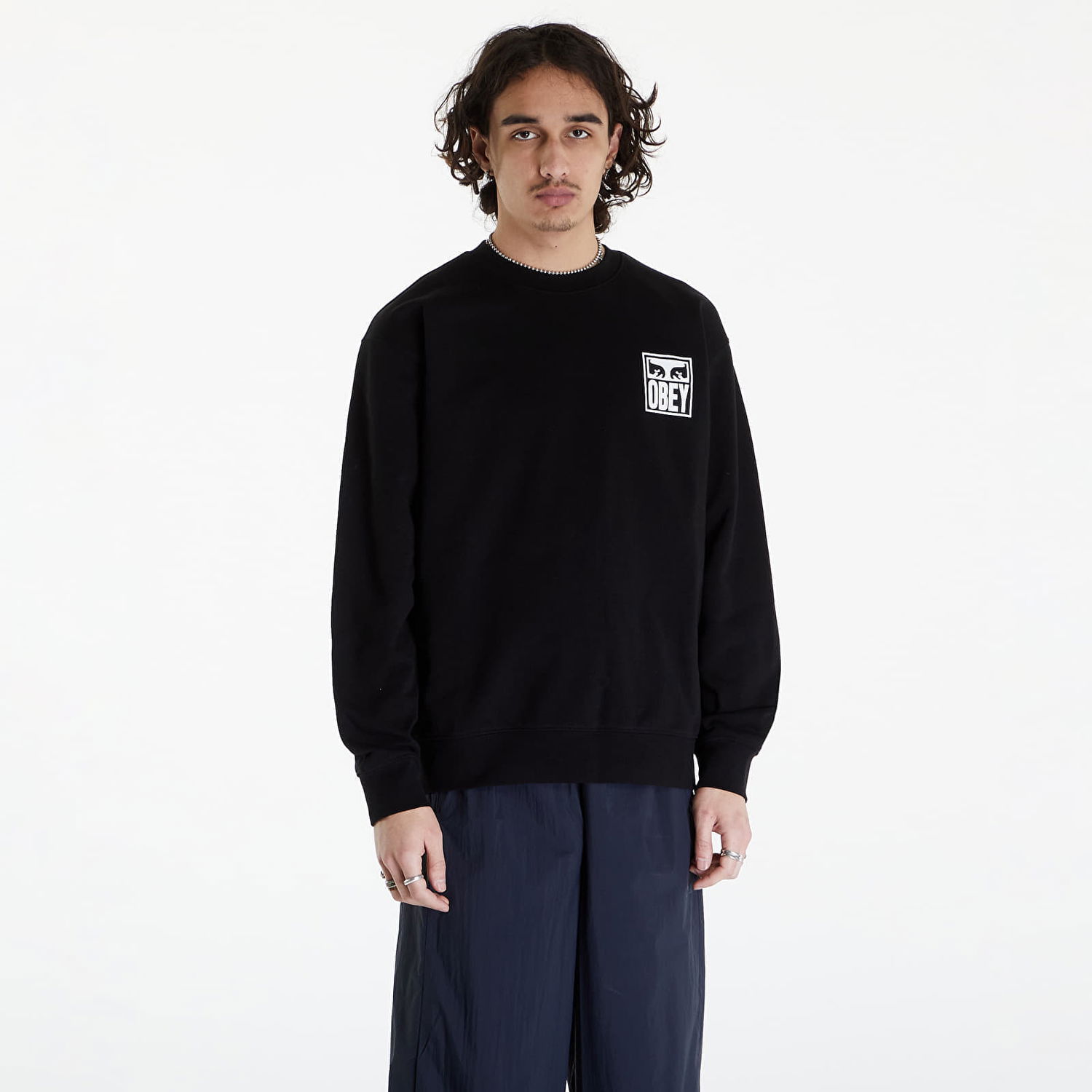 Sweatshirt OBEY Eyes Icon 2 Crew Black Sort | 117472142-BLK, 0