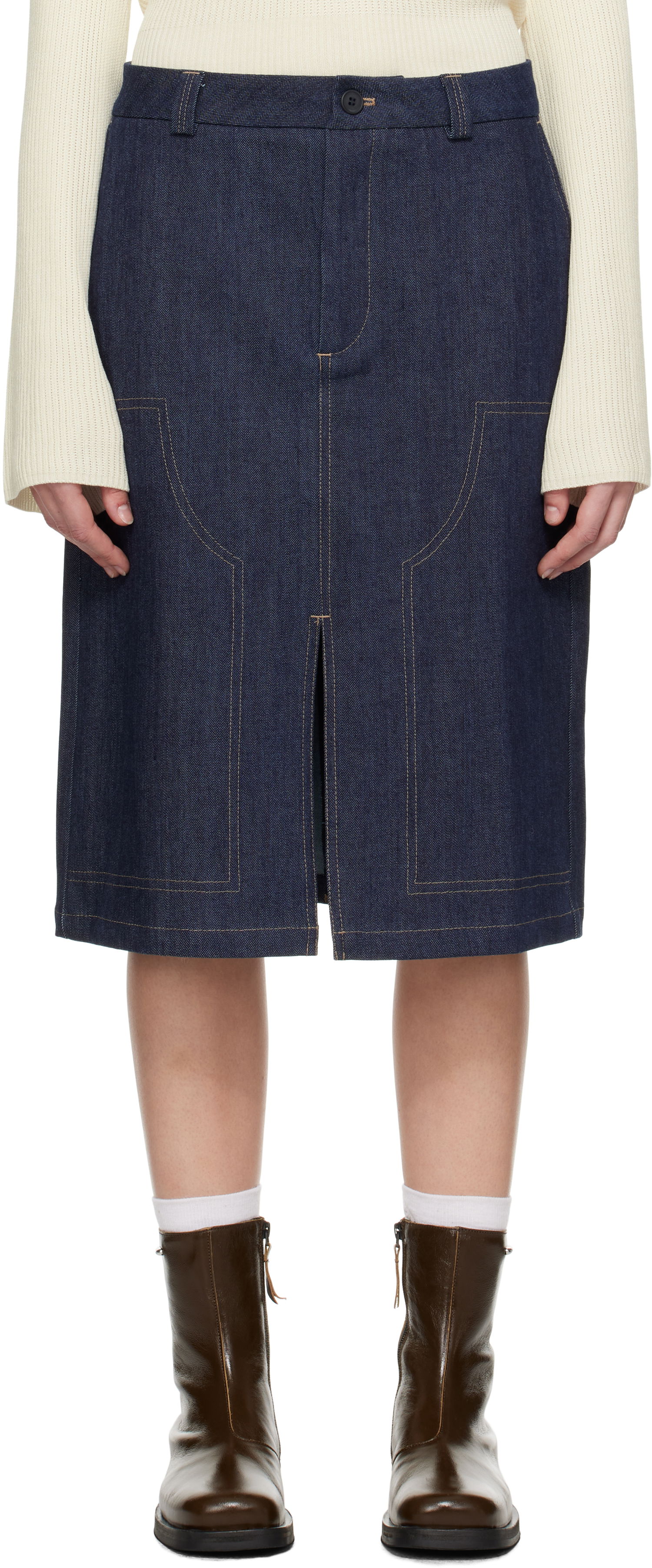 Nederdel Soulland Midi Denim Skirt Blå | 42033-1316, 0