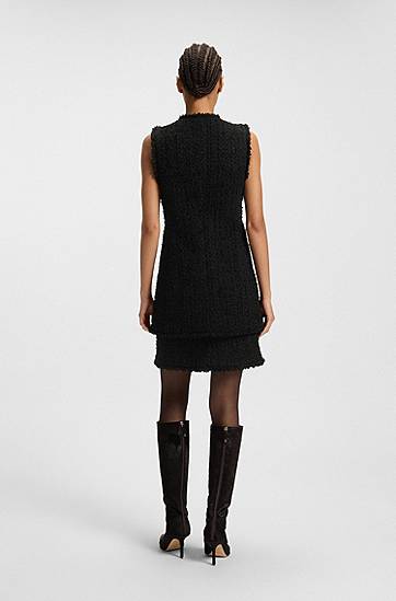 Vest BOSS Sleeveless Regular-Fit Velvet Tweed Blazer Sort | 50549128, 1