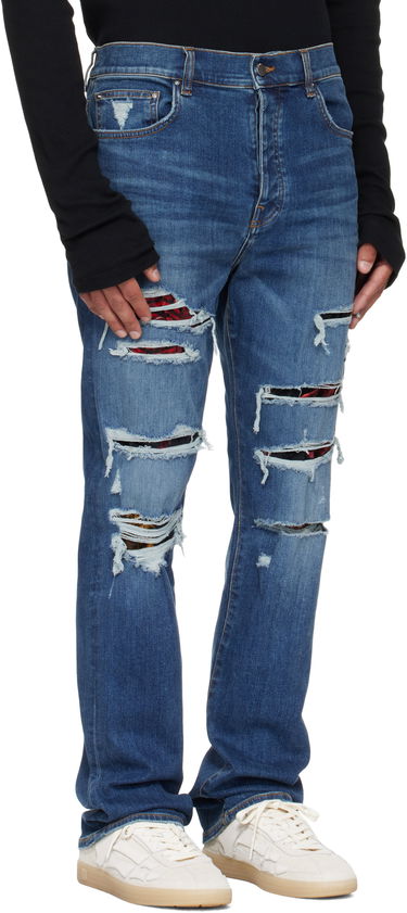 Jeans AMIRI AMIRI Slim Thrasher Jeans with Floral Velvet Blå | AMDNSM1022, 1