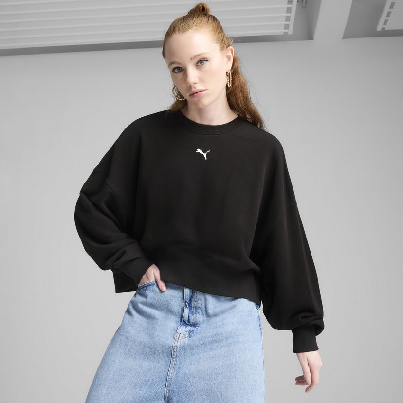 Sweatshirt Puma WARDROBE ESS Oversized Sweatshirt Sort | 629748_01