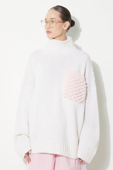 Sweater JW Anderson Turtleneck Jumper With Textured Patch Pocket Hvid | KW1150.YN0144.001, 0