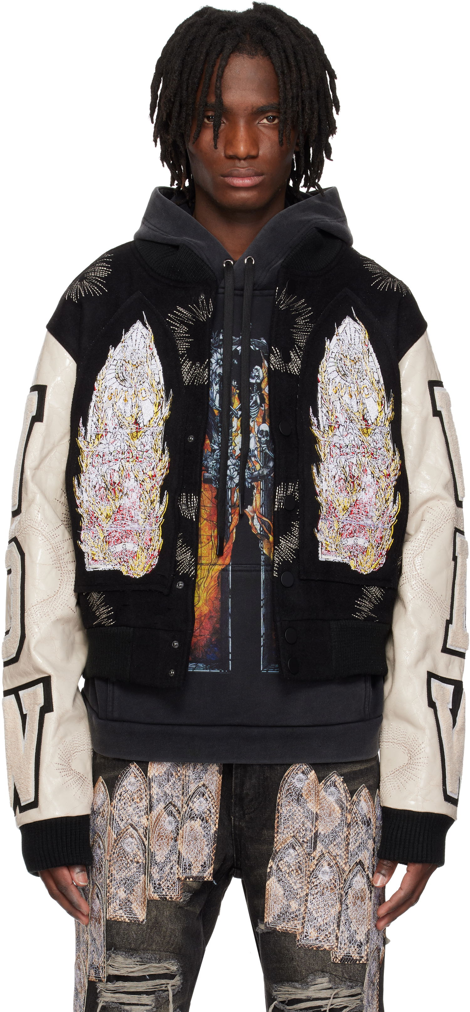 Bomberjakke Who Decides War Who Decides War Namesake Varsity Bomber Jacket Sort | 1130070002SE25, 0