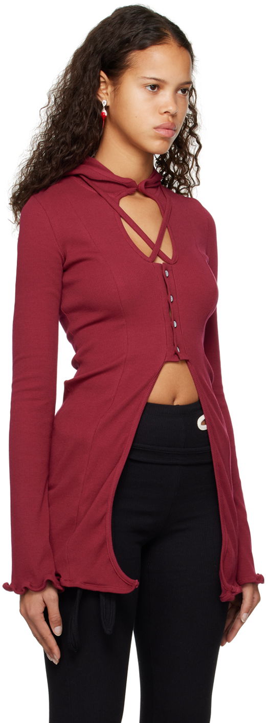 Sweater Ottolinger Ottolinger Lounge Rib Hoodie Bourgogne | 403504, 1