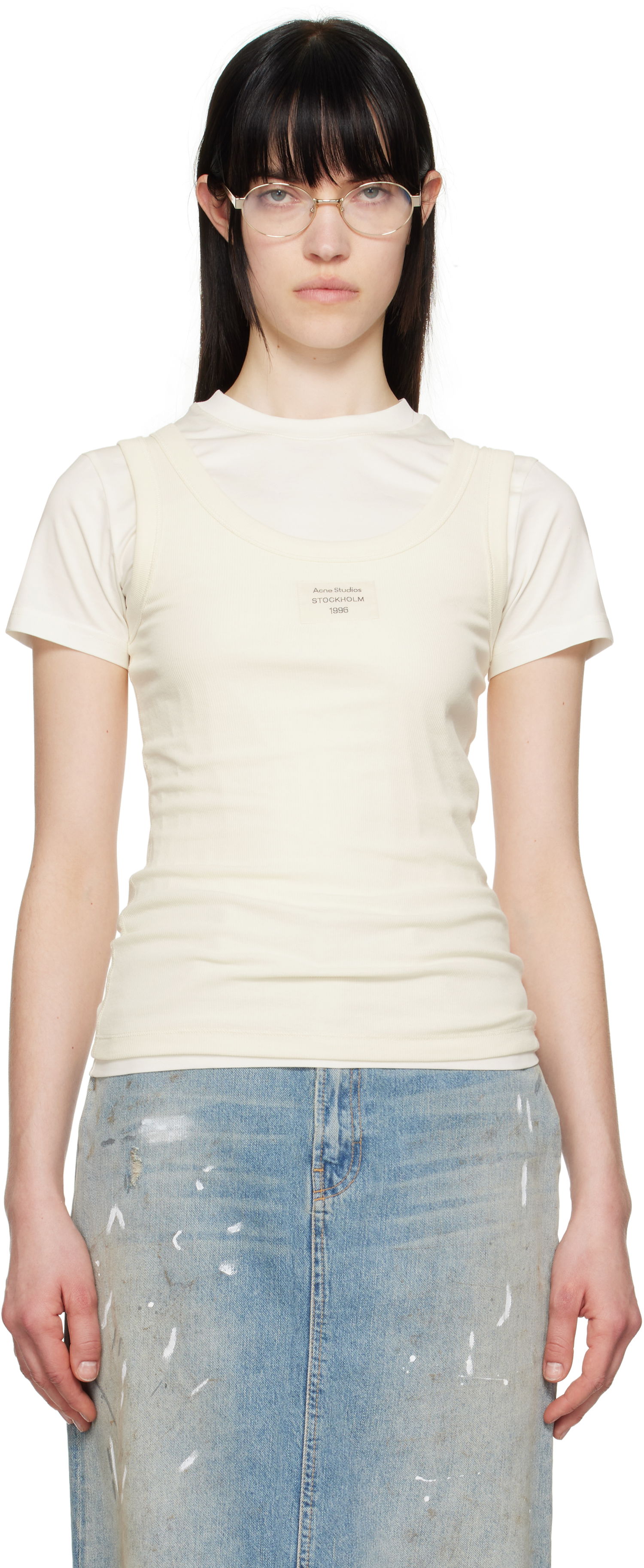 Tanktop Acne Studios Acne Studios Layered T-Shirt Beige | AL0436-, 0