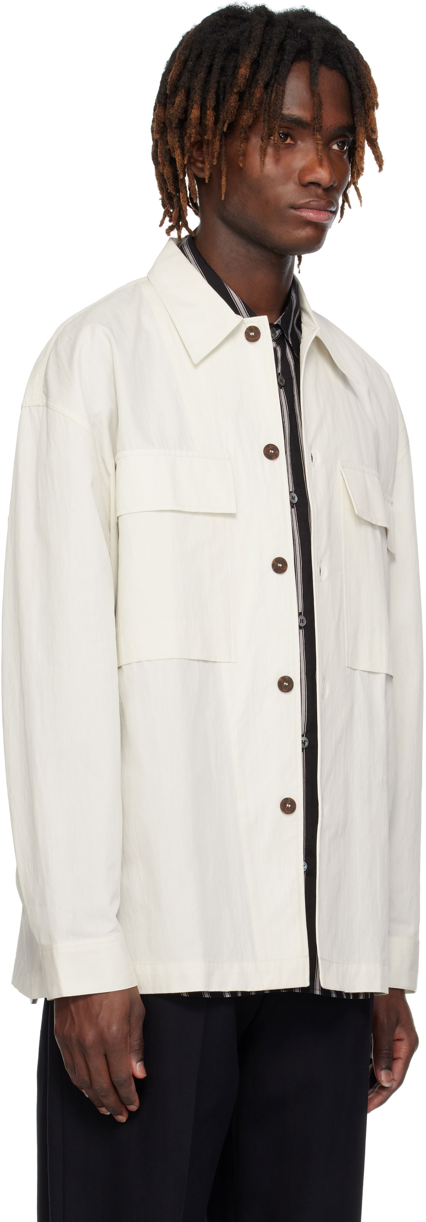 Skjorte Studio Nicholson Studio Nicholson Landi Overshirt Hvid | LANDI SNM - 1280, 1