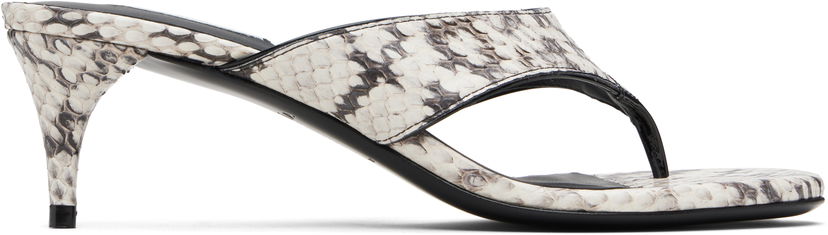Sneakers og sko Alaïa ALAÏA Thong Elaphe Leather Mule Sandals Hvid | AA3S132CK326