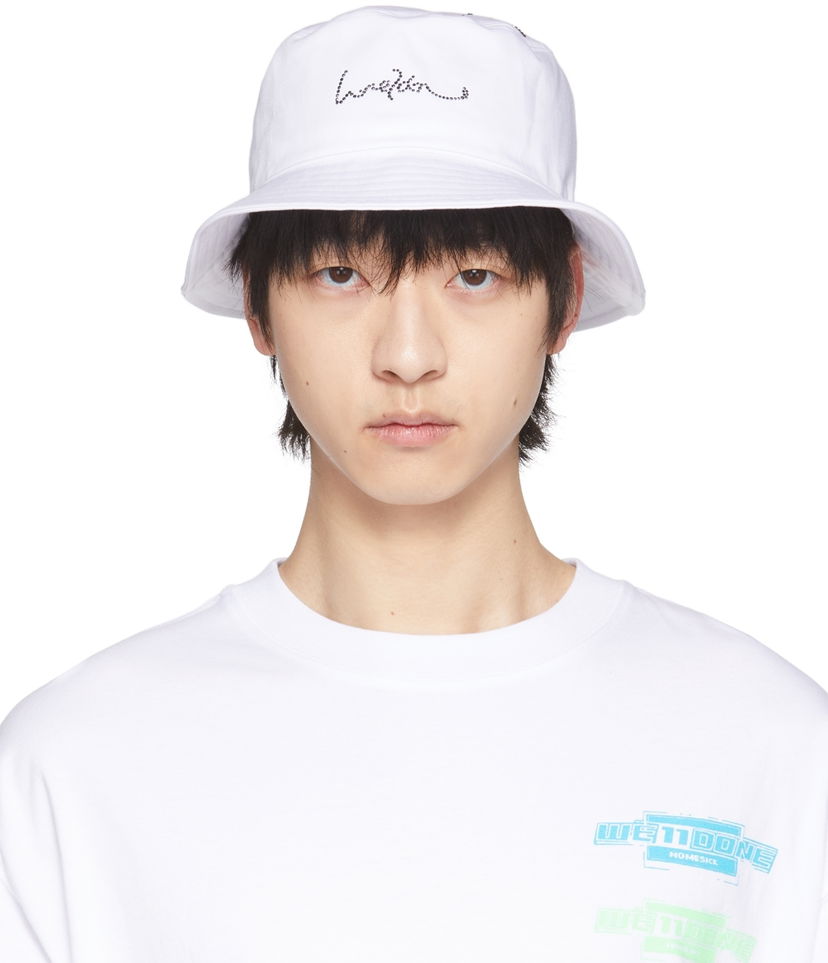 Kasket We11done We11done Hotfix Star Bucket Hat Hvid | WD-AH1-22-410-U-WH