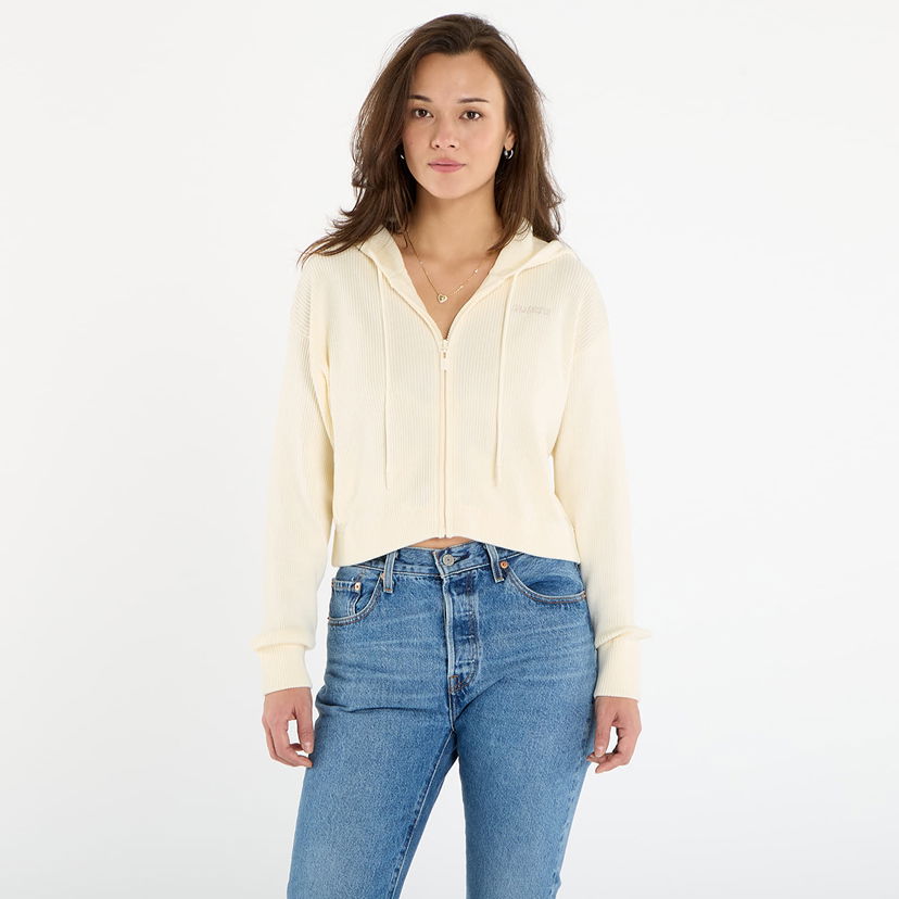 Sweatshirt GUESS Flaminia Ribbed Zipped Hoodie Hvid | V5BR05Z3JD2-G047