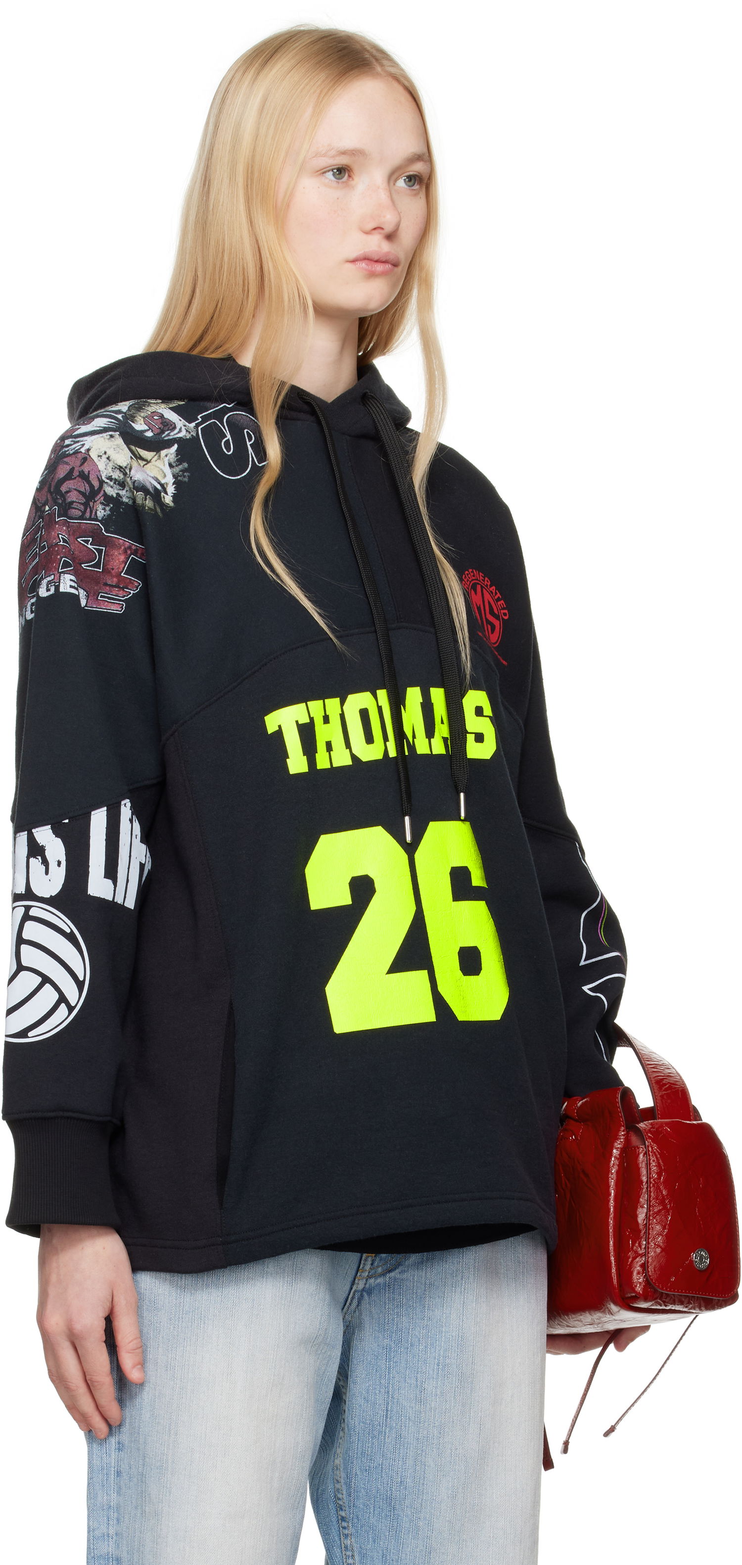 Sweatshirt Marine Serre Marine Serre Regenerated Graphic Hoodie Sort | UST025A UJER0007, 1