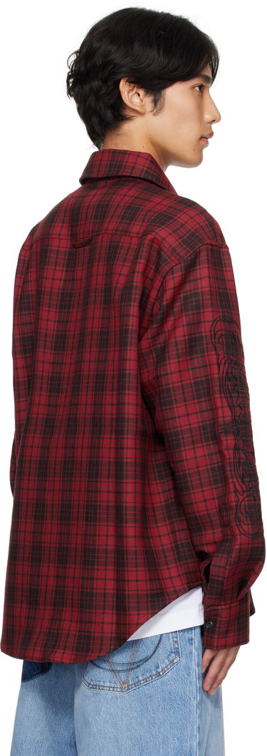 Skjorte VETEMENTS Vetements Plaid Embroidered Shirt Rød | UH76SH900BR, 2