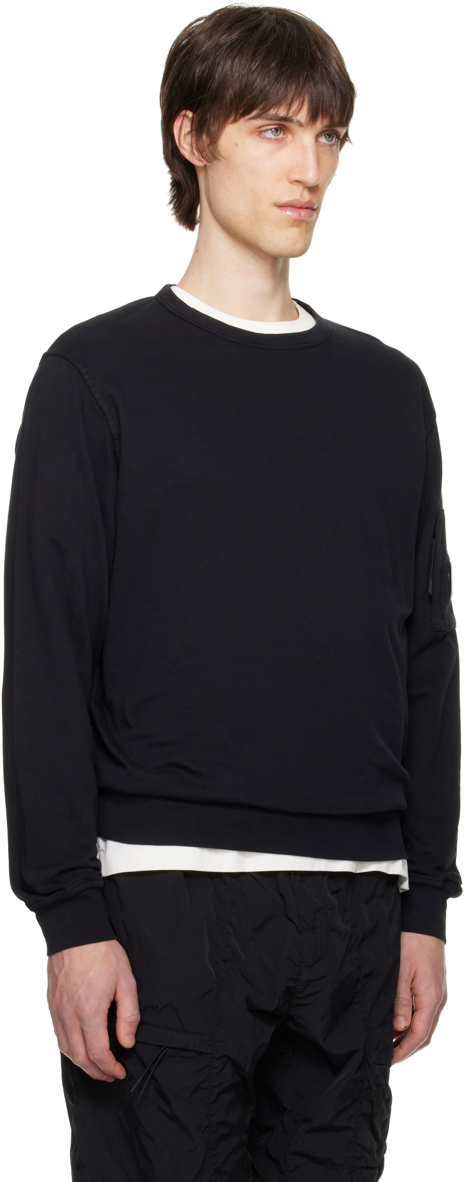 Sweater C.P. Company C.P. Company Light Fleece Crewneck Sweatshirt Sort | 18CMSS019A-002246G, 1