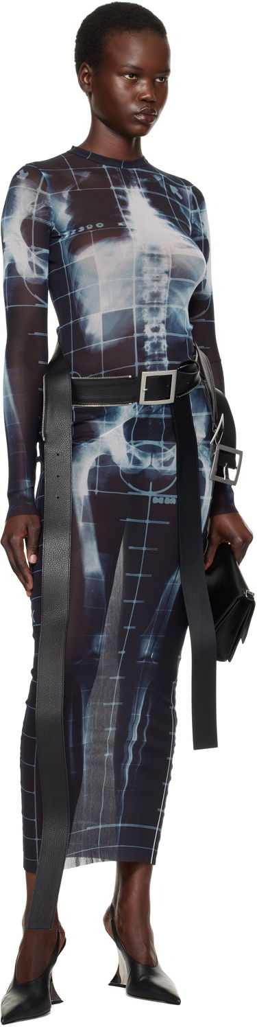 Kjole Jean Paul Gaultier Jean Paul Gaultier 'The Squeletor' Mesh Maxi Dress Blå | 25/33-F-RO309-T580-005956, 4
