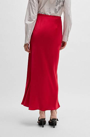 Nederdel BOSS Satin Maxi Skirt Rød | 50534585, 1