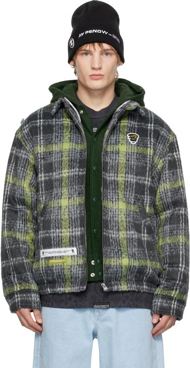 Bomberjakke AAPE by A Bathing Ape AAPE by A Bathing Ape Moonface Logo Check Hooded Jacket Flerfarvet | AAPJKM7681XXNGYM, 0