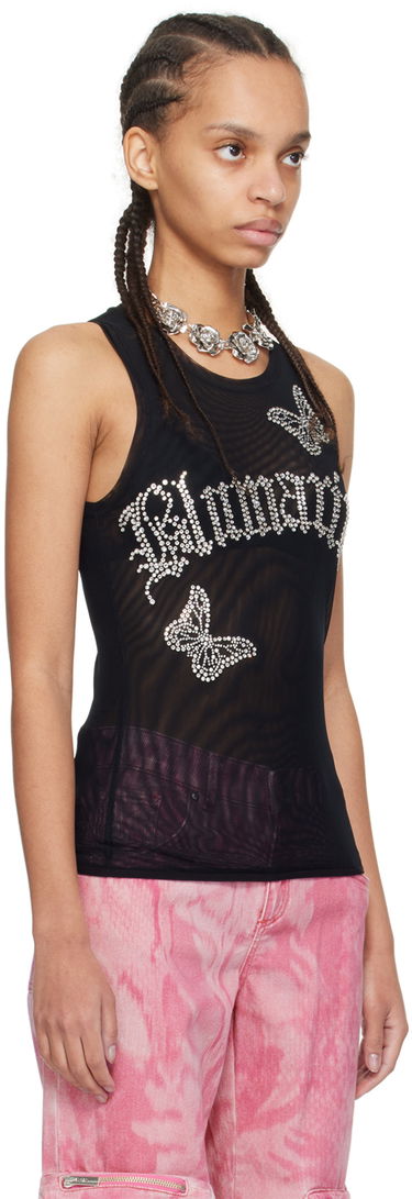 Tanktop Blumarine Butterflies Rhinestone Tank Top Sort | P422T058A, 3