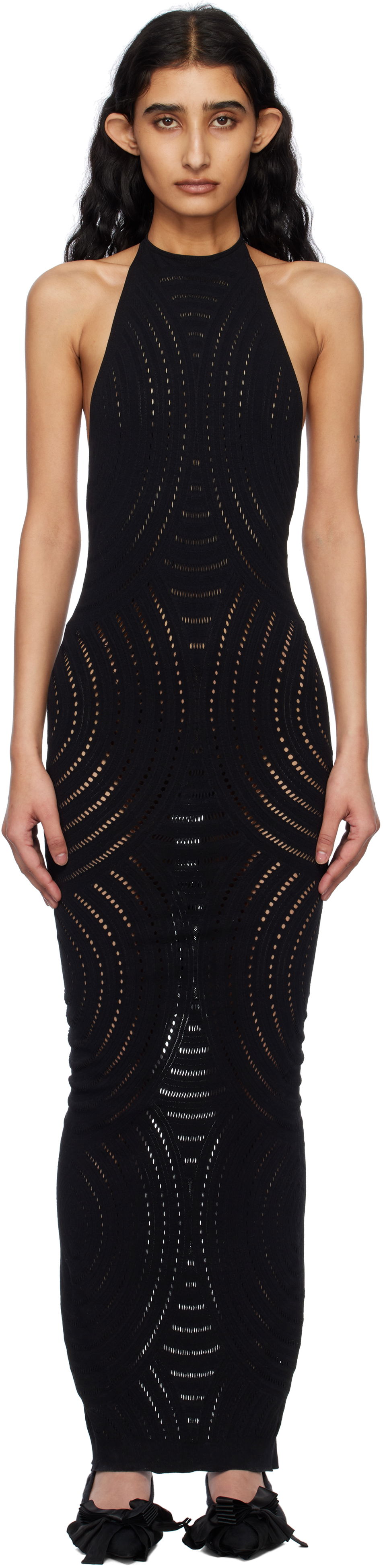 Kjole MISBHV MISBHV Mesh Halter Maxi Dress Sort | 250W814, 0
