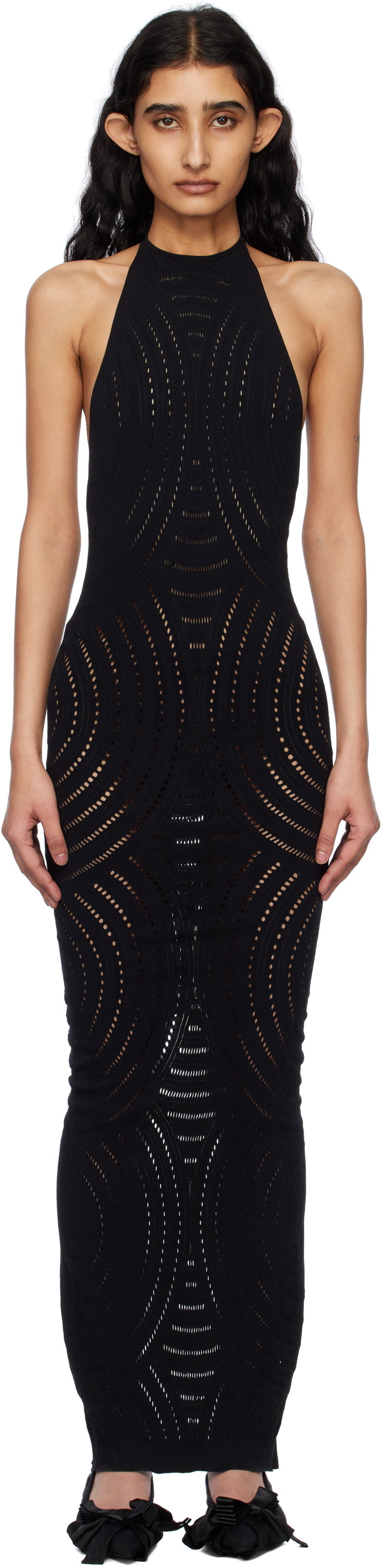 Kjole MISBHV MISBHV Mesh Halter Maxi Dress Sort | 250W814