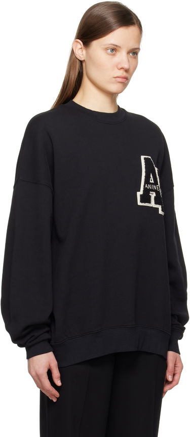 Sweater Anine Bing Anine Bing Miles Oversized Letterman Sweatshirt Sort | A-08-10074-BLK1, 1