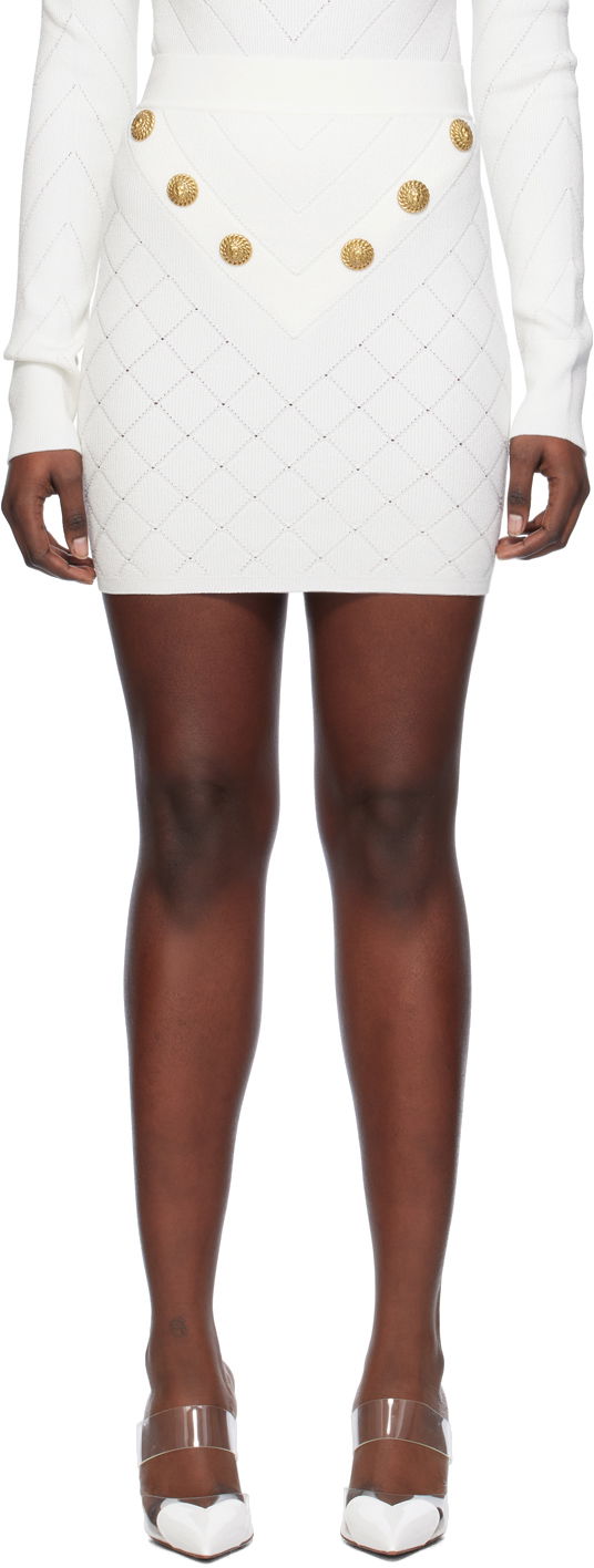 Nederdel Balmain High-Rise Miniskirt Hvid | CF1LB004KF53