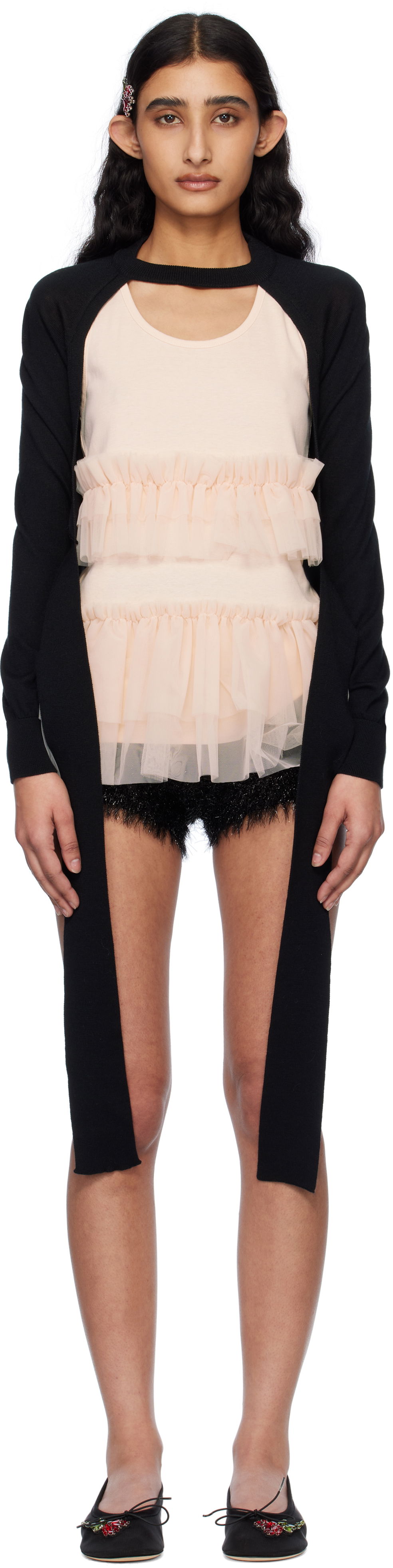 Sweater Simone Rocha Simone Rocha Cropped Cut-Out Cardigan Sort | KMK20 0647, 0