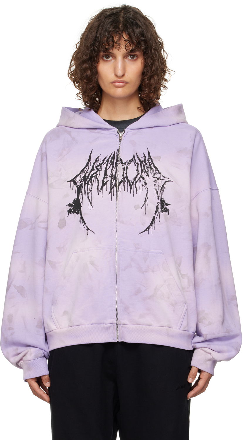 Sweatshirt We11done Graphic Print Zip-Up Hoodie Lilla | WD-TJ3-24-878-U-PP