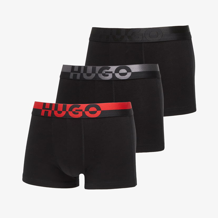 Boksere BOSS HUGO Men's 3-Pack Split Logo Trunks Sort | 50545667-002