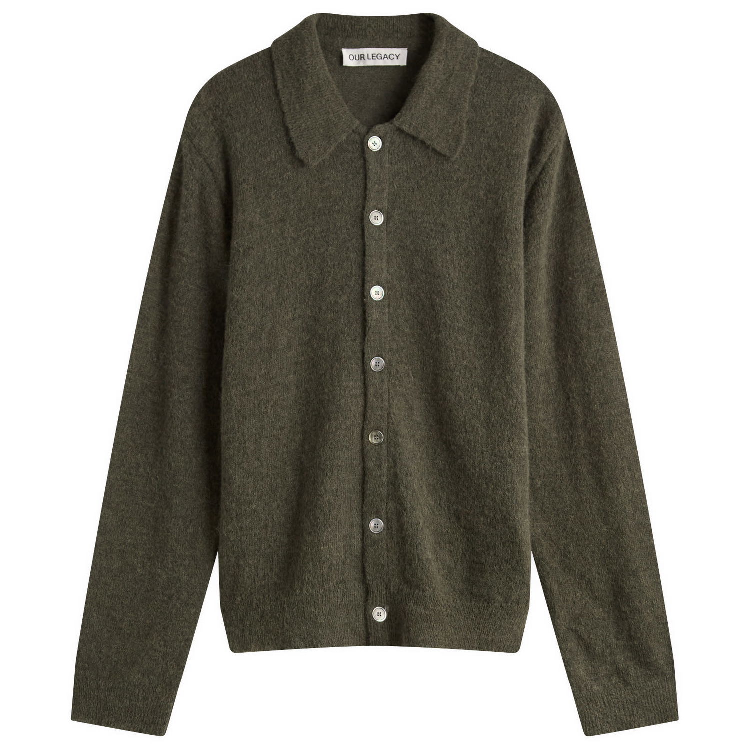 Sweater OUR LEGACY Our Legacy Evening Polo Fuzzy Alpaca Grøn | M4253EM, 0
