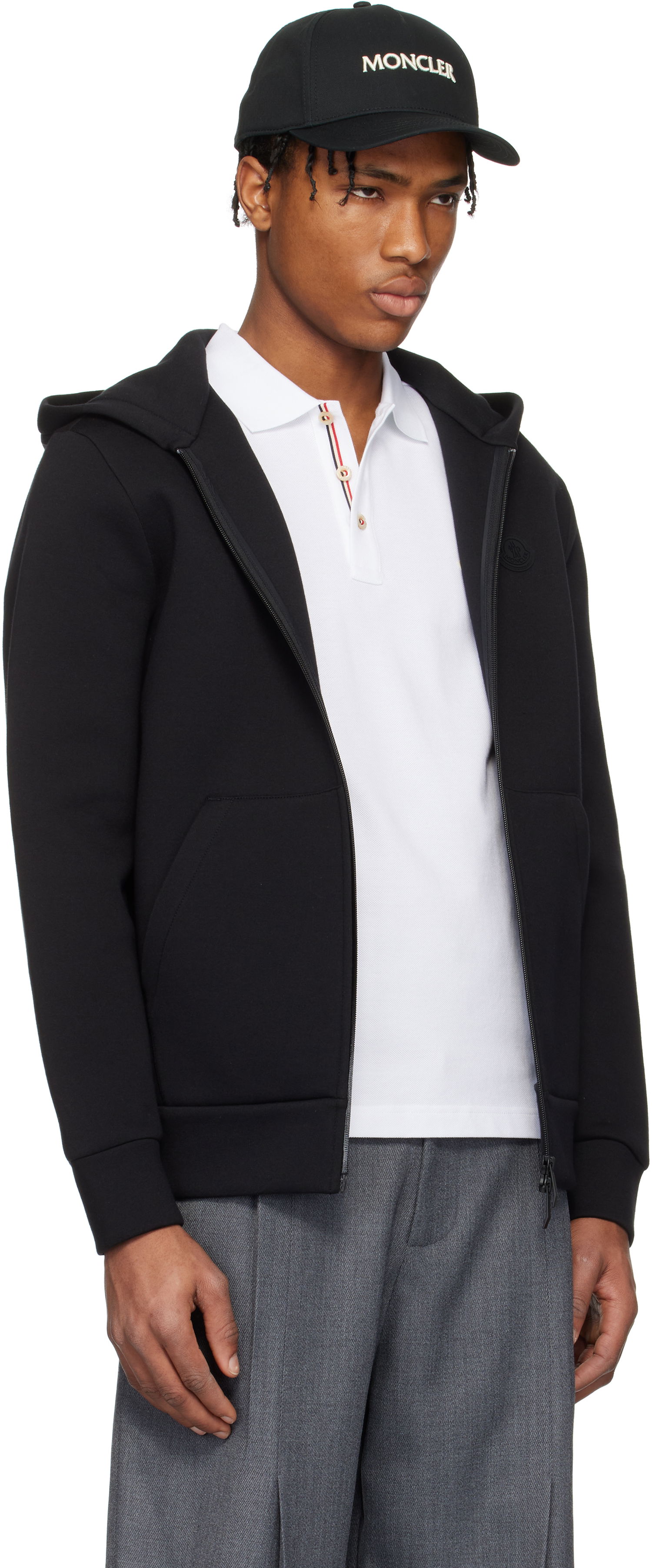 Sweatshirt Moncler Moncler Cotton & Neoprene Zip-Up Hoodie Sort | K10918G0000589ATP, 1