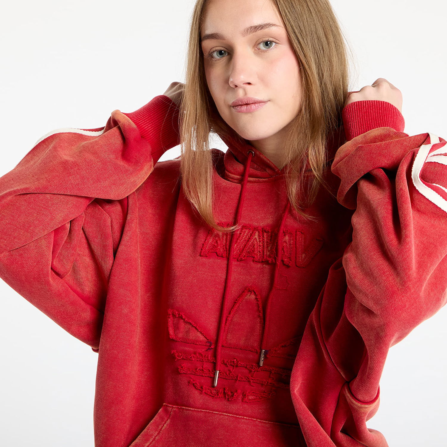 Sweatshirt adidas Originals adidas x Avavav Shoulderless Hoodie Rød | JP4850, 1