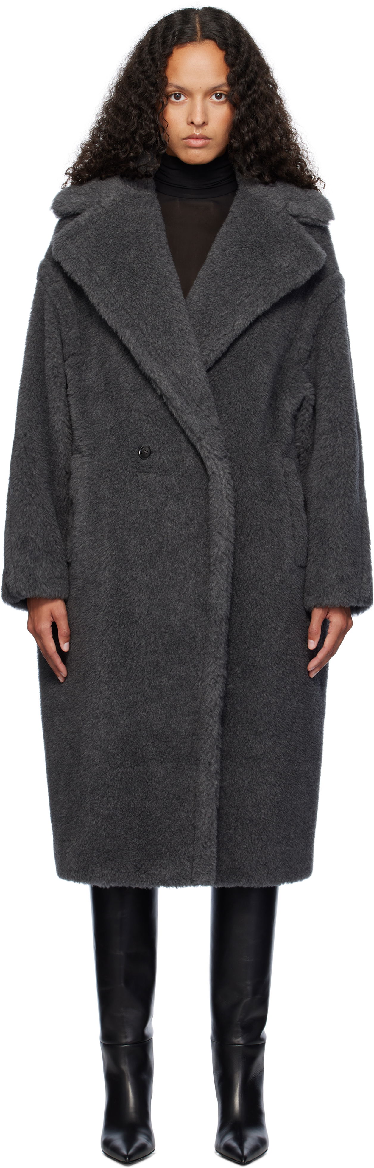 Frakker Max Mara Max Mara Teddy1 Faux-Fur Coat Grå | 2421016052600 MM10502, 0