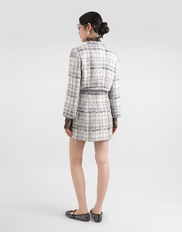Kjole Dolce & Gabbana Lurex Raschel Tweed A-Line Mini Dress With Branded Buttons Grå | F6TMDTFQZAES8100, 2