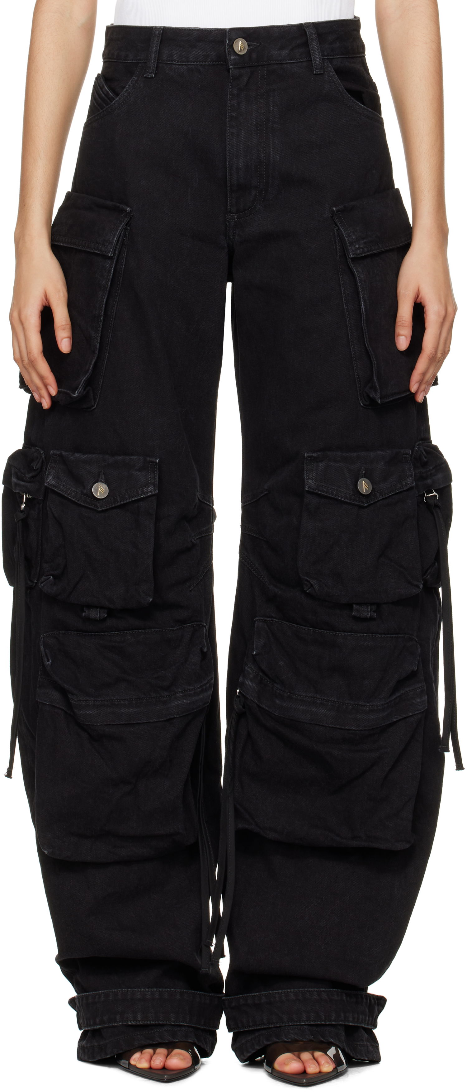 Cargo bukser The Attico Attico Fern Cargo Denim Jeans Sort | 250WCP00084 DDD066AA, 0
