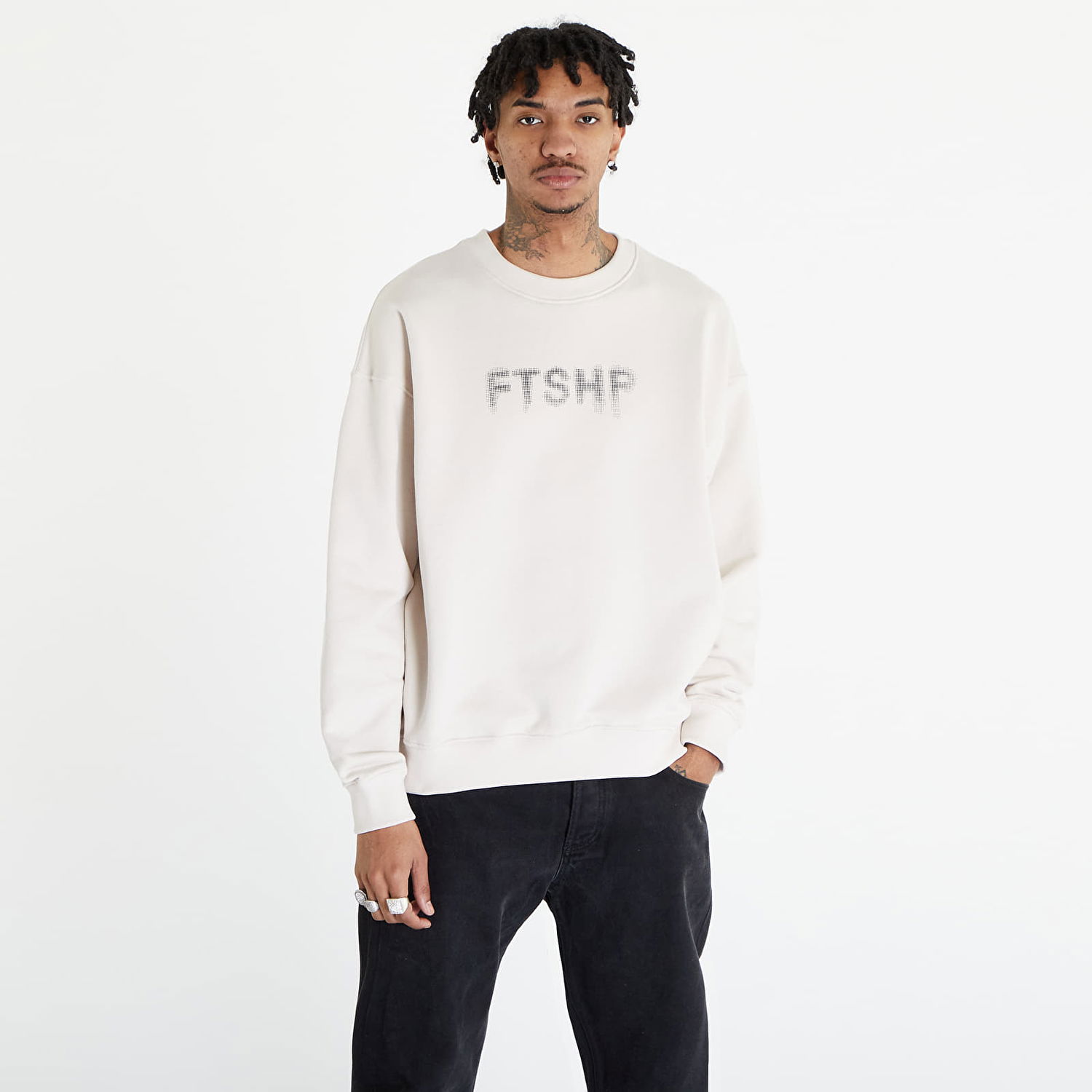 Sweatshirt Footshop FTSHP HALFTONE CREWNECK SWEATSHIRT UNISEX Hvid | FTSHP_298, 0