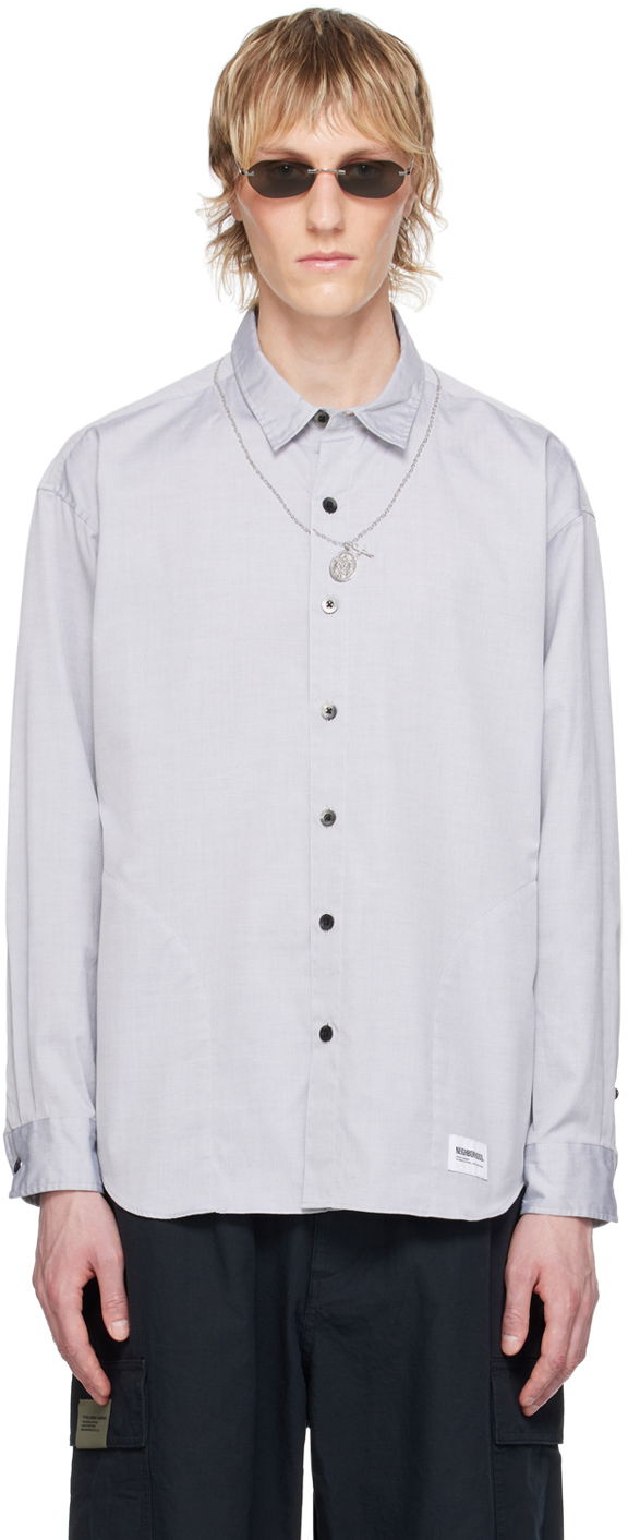 Skjorte Neighborhood Medal & Cross Long Sleeve Shirt Blå | 241AQNH-SHM01, 0