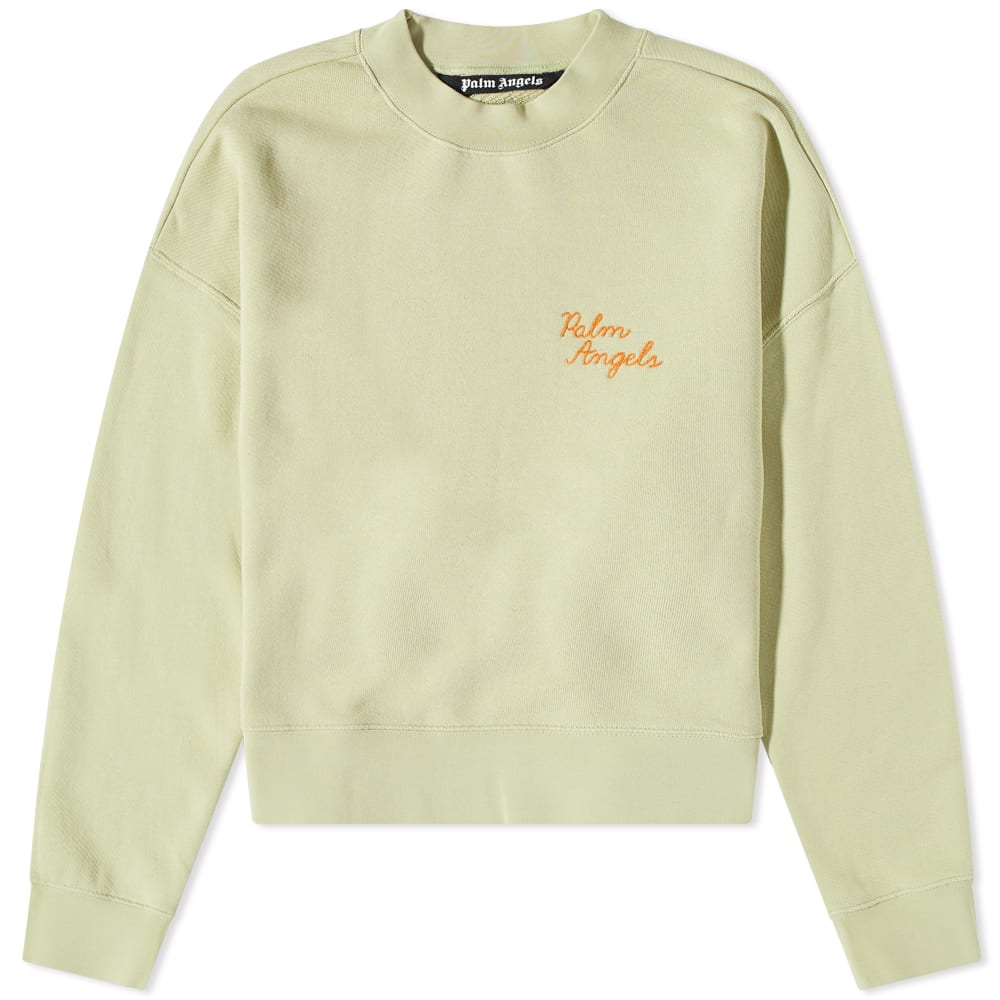 Sweater Palm Angels Back Spray Palm Embroidered Logo Crewneck Grøn | PMBA026F22FLE0085155, 0
