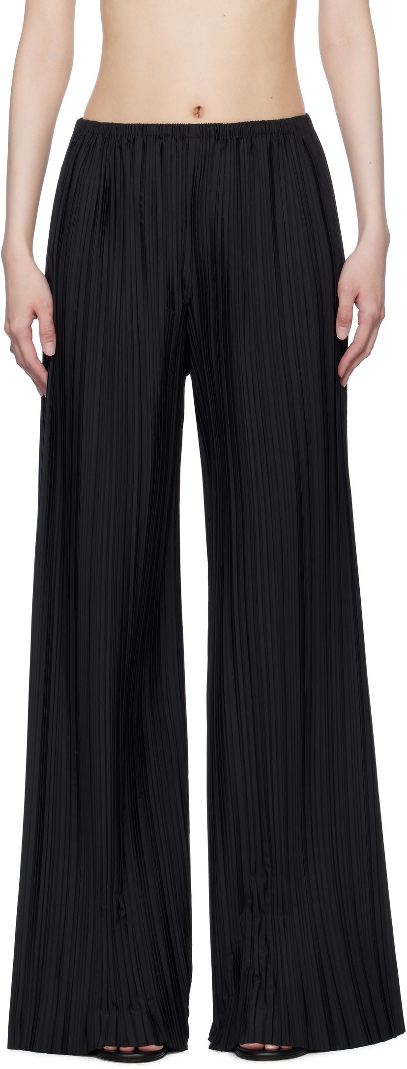 Bukser The Row The Row Gala Pleated Wide-Leg Trousers Sort | 1766-W3520