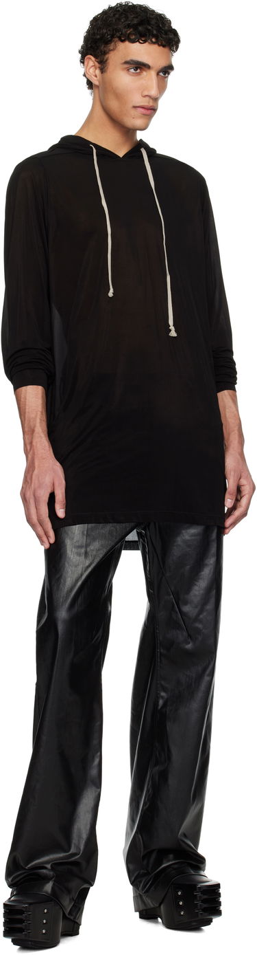Sweatshirt Rick Owens Rick Owens Hollywood Stretch Cupro Jersey Hoodie Sort | RU01E5285 BZ, 3