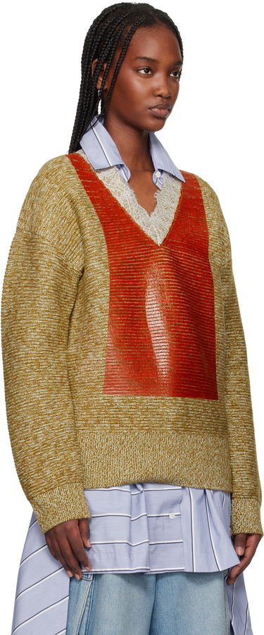 Sweater JW Anderson JW Anderson V-Neck Lace Trim Sweater Grå | KW1400-YN0402, 4