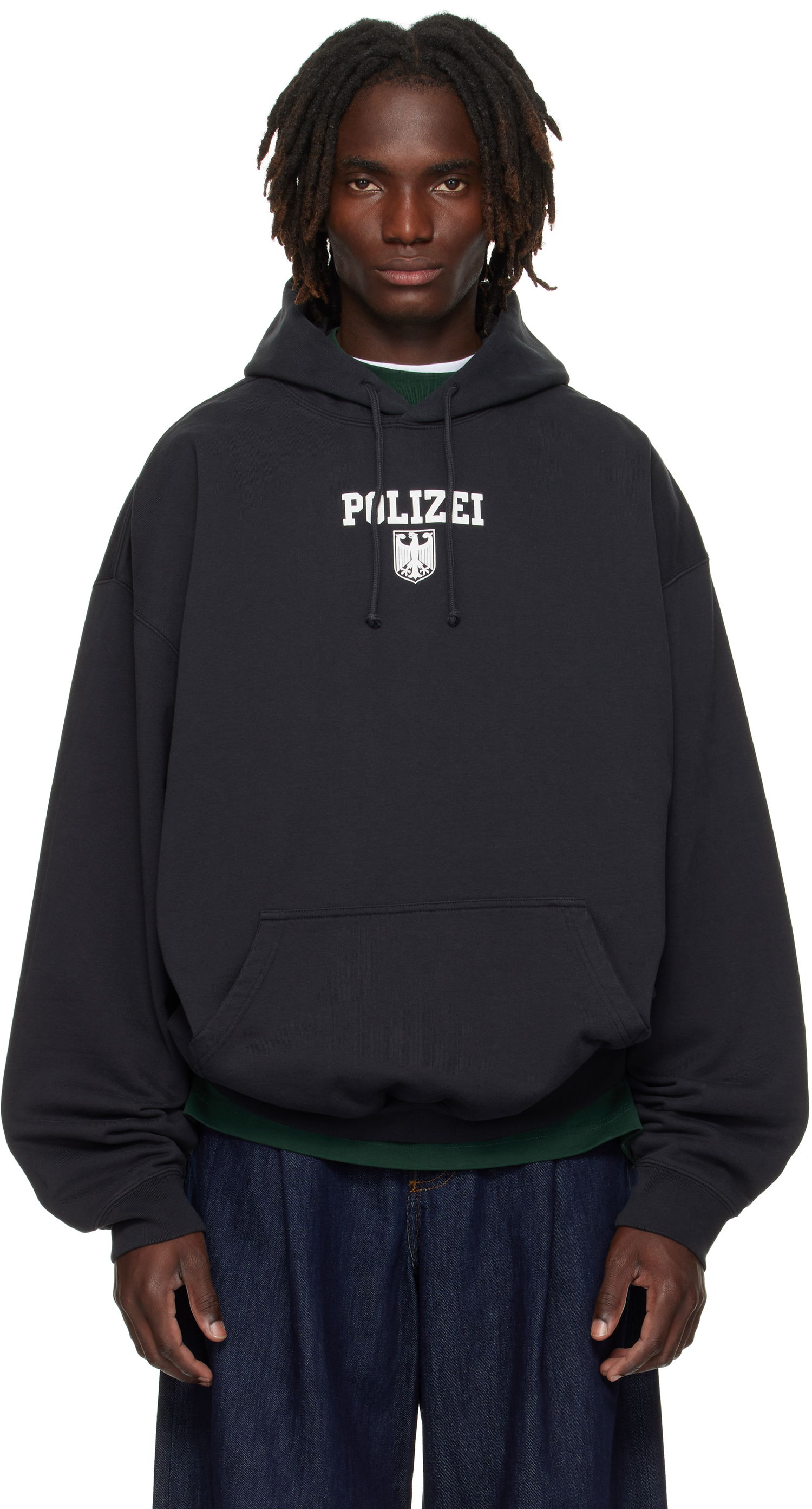 Sweatshirt VETEMENTS VETEMENTS Oversized 'Polizei' Hoodie Sort | UH76HD300B, 0
