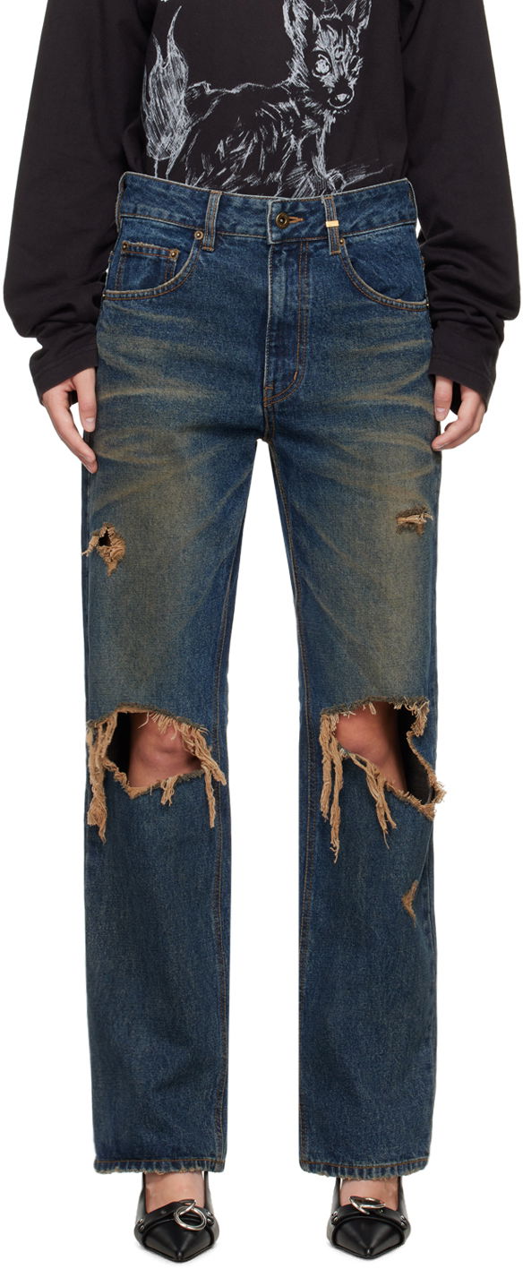 Jeans We11done Distressed Jeans Blå | WD-DP2-24-328-W-BL, 0