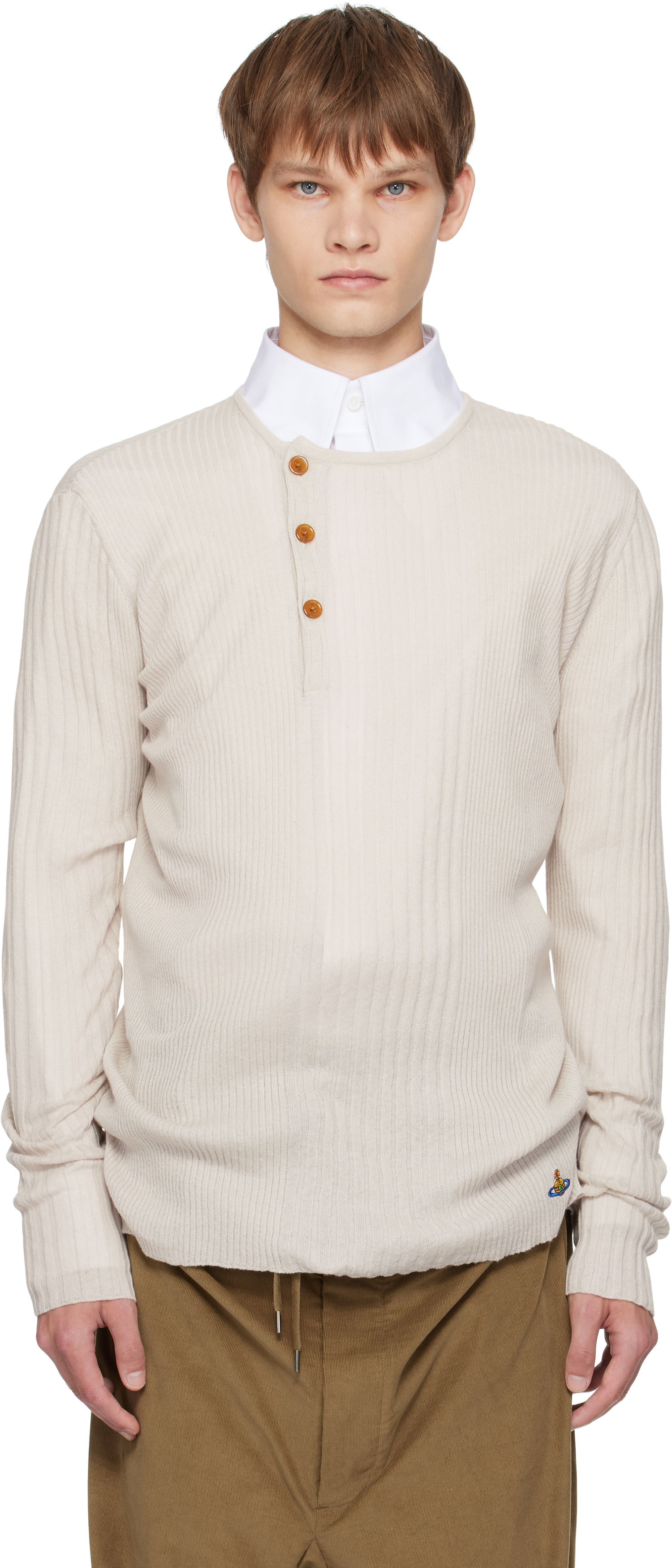 Sweater Vivienne Westwood Vivienne Westwood Tegan Henley Knit Top Beige | 2701002N-Y003M-, 0