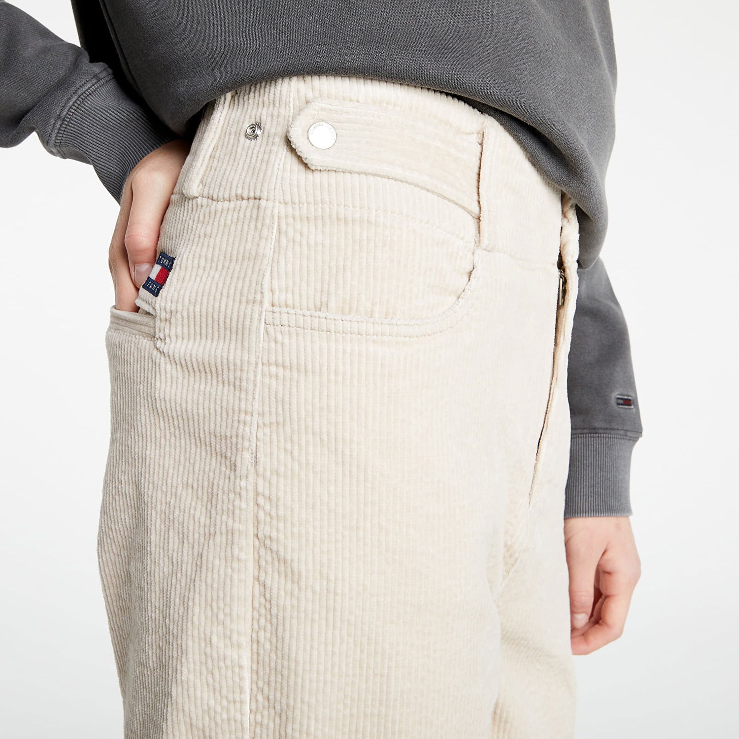 Bukser Tommy Hilfiger Corduroy High Rise Pants Beige | DW0DW11183 ABI, 1